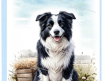 Curled Up Border Collie Birthday Card - Party Hat Sheep Dog Lover Gift - View #9