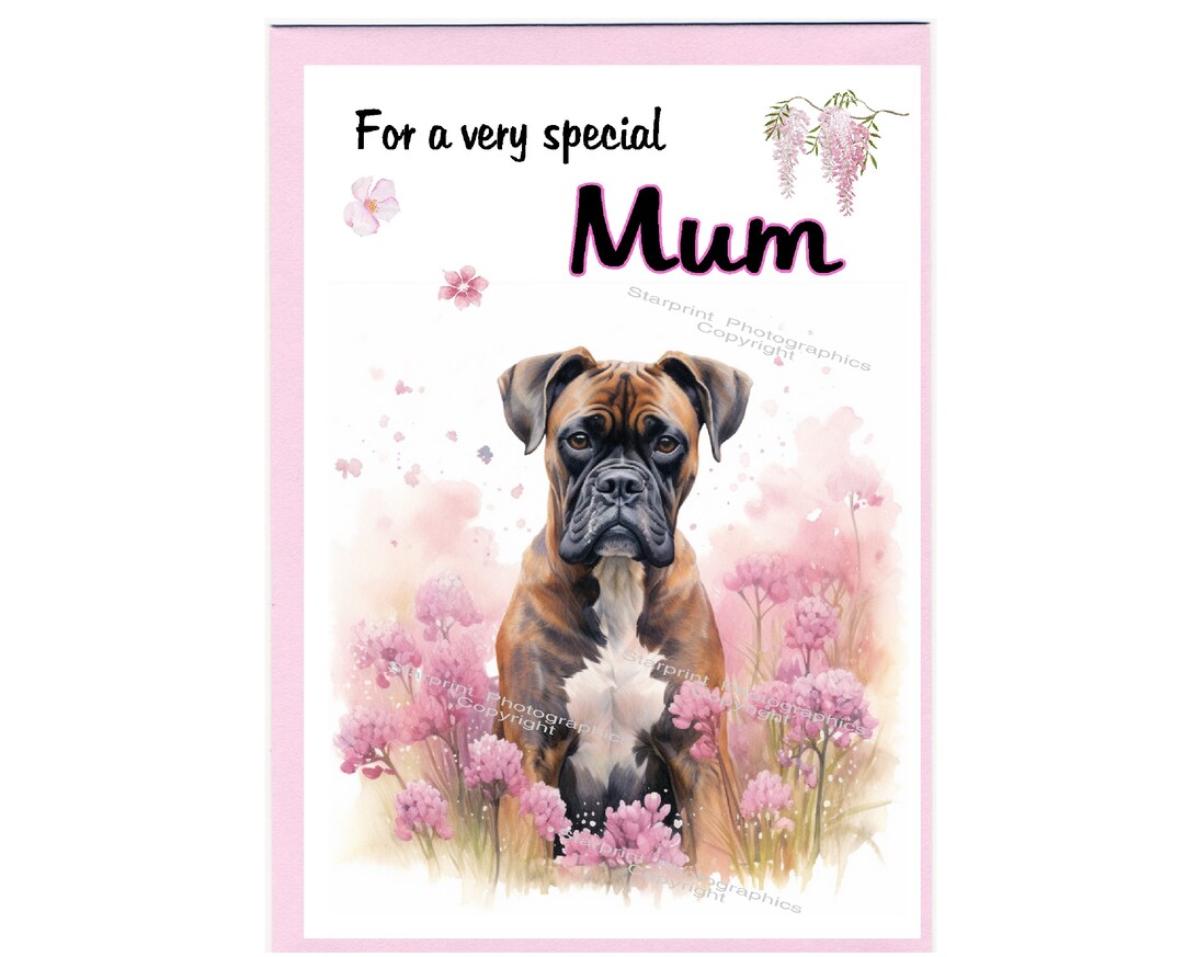 Boxer Dog Blank Card /notelet for MUM (6" X 4") With Envelope - Ideal ...