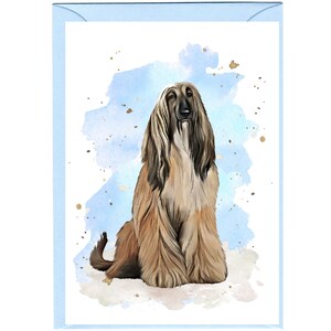 Gepersonaliseerde Afghaanse windhondwenskaart (6" x 4") met envelop - ideaal voor elke gelegenheid.  Kan desgewenst leeg worden gelaten