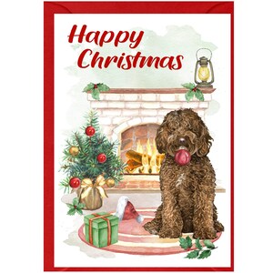 Carte de Noël Doodle / Labradoodle Dog (6 x 4 po.) vierge à l'intérieur - avec enveloppe. Article parfait pour tous les amoureux des chiens