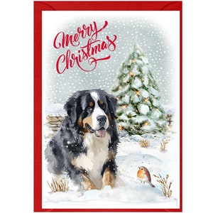 Berner Sennenhund Weihnachtskarte 15 x 10 cm Innen leer - mit Umschlag. Perfekter Artikel für jeden Hundeliebhaber