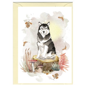 Gepersonaliseerde Alaskan Malamute Dog Greetings Card /Notelet (6" x 4") met envelop - Ideaal voor elke gelegenheid. Kan indien gewenst leeg gelaten worden.