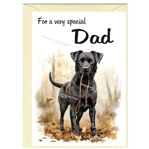 Biglietto di auguri vuoto/biglietto per PAPÀ con cane Patterdale Terrier (15,2 x 10,2 cm) e busta, ideale per la festa del papà, compleanno, ecc.