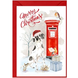 Tarjeta de Navidad de perro puntero (6" x 4") Interior en blanco - con sobre. Artículo perfecto para cualquier amante de los perros.