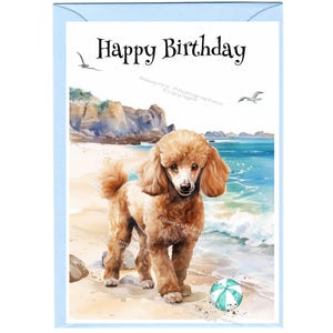 Poodle Apricot Dog &quot;Happy Birthday&quot; Card (6&quot;x 4&quot;) with Envelope. Blank inside for your own message. Perfect for any dog lover
