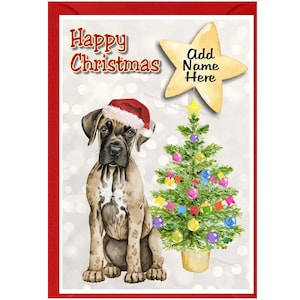 Tarjeta de Navidad personalizada para perro gran danés (6" x 4") Interior en blanco, con sobre. Artículo perfecto para cualquier amante de los perros.