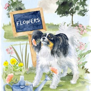 Papillon (Butterfly) Dog Blank Card /Notelet (6" x 4") with Envelope - Landscape Gardener Design.  Perfect item for any Dog Lover