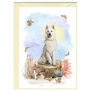 Carte de voeux/notelet personnalisés pour chien de berger allemand (blanc) (6 x 4 po.) avec enveloppe.  Peut être laissé vide si vous préférez