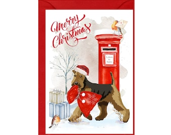 Airedale Terrier Dog Christmas Card (6" x 4") Blank inside - with Envelope.  Perfect item for any Dog Lover