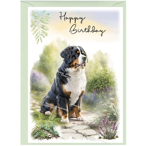 Berner Sennenhund Geburtstagskarte (15 x 10 cm) mit Umschlag - Leere Innenseite für Ihre eigene Nachricht. Perfekt für jeden Hundeliebhaber.