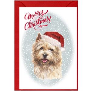 Tarjeta de Navidad para perros Norwich Terrier (6" x 4") Interior en blanco - con sobre. Artículo perfecto para cualquier amante de los perros.