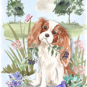 Cavalier King Charles-spaniël hond blanco kaart /Notelet (6" x 4") met envelop - ontwerp hovenier.  Perfect item voor elke hondenliefhebber