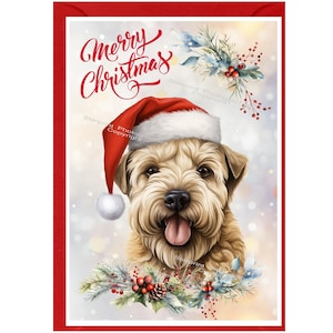 Soft Coated Wschnitten Terrier Hunde-Weihnachtskarte (15 x 10 cm) Innen leer - mit Umschlag. Perfekter Artikel für jeden Hundeliebhaber