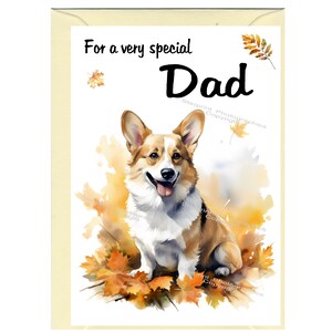 Pusta kartka/notatka dla TATY w kształcie psa rasy corgi (15 x 10 cm) z kopertą - idealna na Dzień Ojca, urodziny itp.