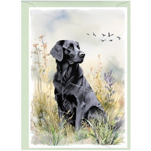 Personalisierte Flatcoat Retriever Hund Grußkarte / Notelet (6 "x 4"") mit Umschlag - Jede Gelegenheit.  Kann auch leer bleiben wenn gewünscht