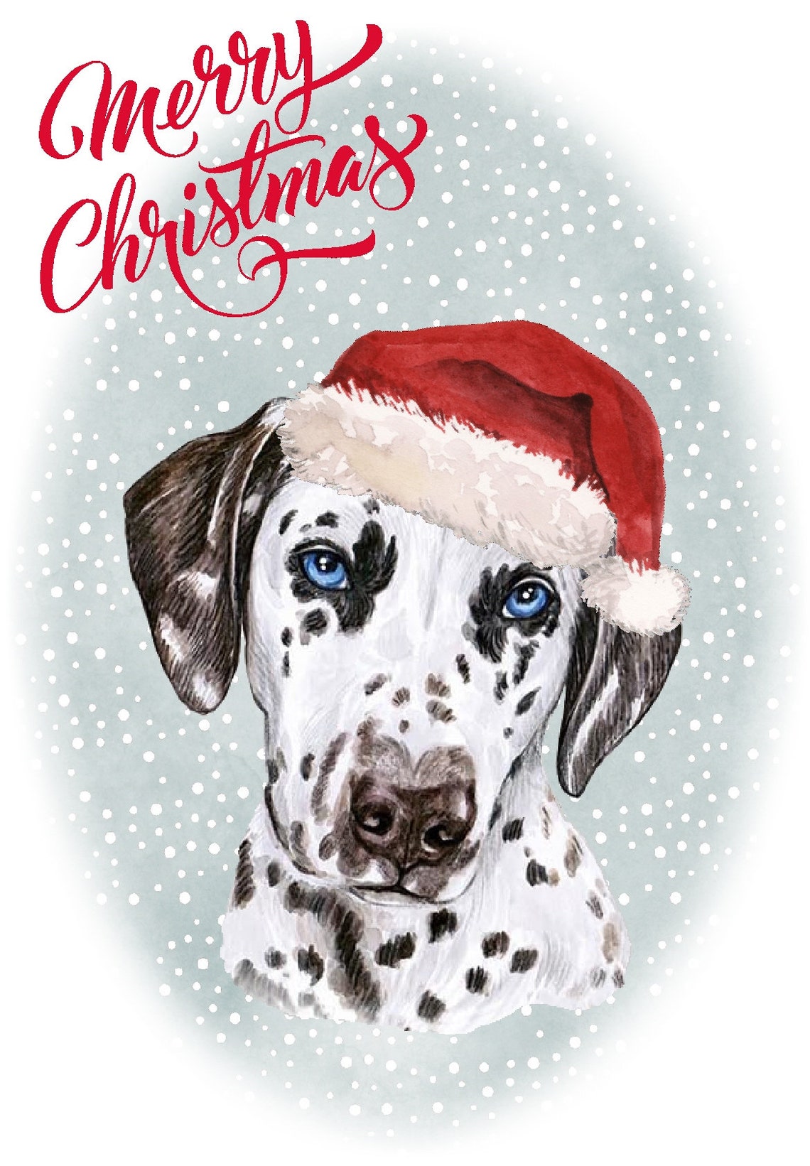 Dalmatian Dog Christmas Card 6 X 4 Blank Inside Etsy UK
