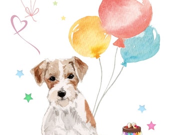 Old English Co. Aquarell-Hundekarte – Jack Russell Terrier, Blanko Innen