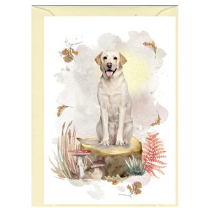 Gepersonaliseerde Labrador Retriever (geel) hondenwenskaart /Notelet (6" x 4") met envelop.  Kaart kan indien gewenst blanco worden gelaten