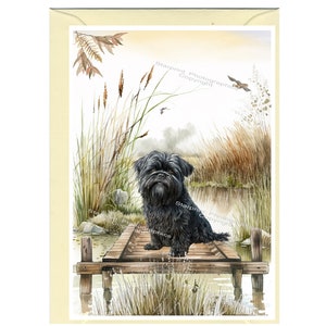Gepersonaliseerde Affenpinscher-hondenwenskaart (6" x 4") met envelop - ideaal voor elke gelegenheid.  Kan desgewenst leeg worden gelaten