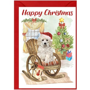 Pudel-Welpen-Hundeweihnachtskarte (6 "x 4") Innen leer - mit Umschlag."  Perfekter Artikel für jeden Hundeliebhaber