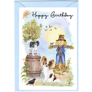 "Papillon (Schmetterling) Hund ""Happy Birthday"" - Karte (15 cm x 10 cm) mit Umschlag." Leer innen für Ihre eigene Nachricht. Perfekt für jeden Hundeliebhaber