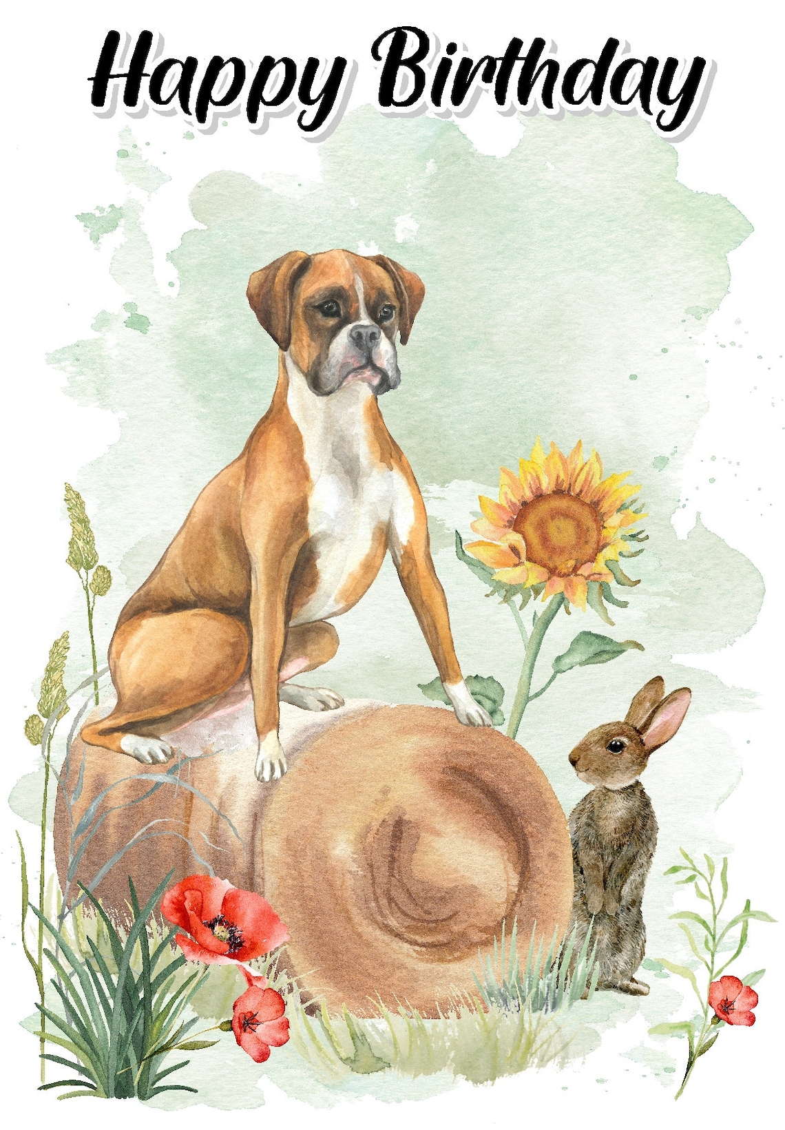 Boxer Dog happy Birthday Card 6 X 4 Etsy