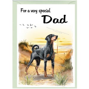 Carte vierge/notelet chien Dobermann pour papa (6 x 4 po.) avec enveloppe - Idéal pour la fête des pères, un anniversaire, etc.