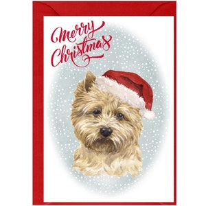 Cairn Terrier Weihnachtskarte 15 x 10 cm Innen leer - mit Umschlag.  Perfekter Artikel für jeden Hundeliebhaber