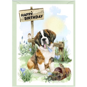 Bernhardiner Hund ""Happy Birthday"" - Karte 15 x 10 cm mit Umschlag." Leer innen für Ihre eigene Nachricht. Perfekt für jeden Hundefreund