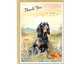 Gordon Setter Dog "Thank You" Card (6" x 4") with Envelope - Blank inside for your own message.