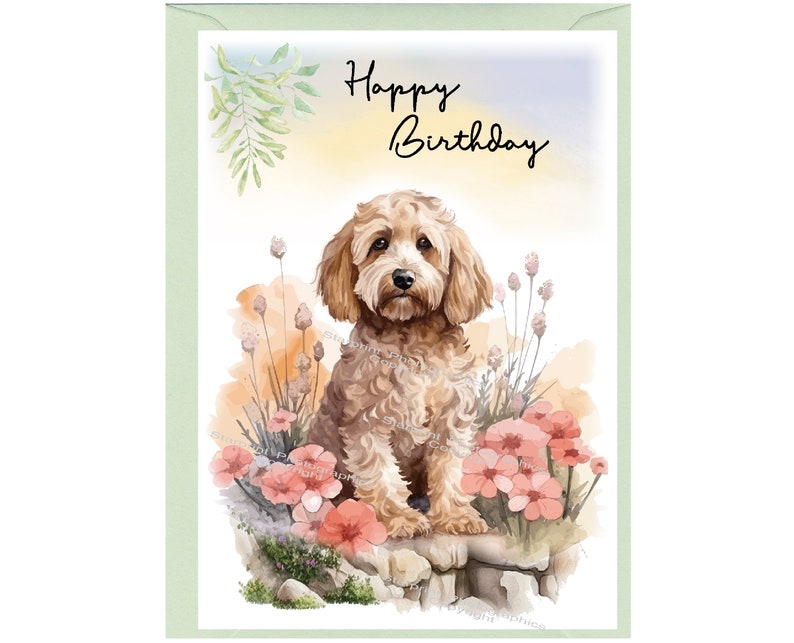 Cockapoo / Doodle Dog "happy Birthday" Card (6" X 4") With Envelope ...