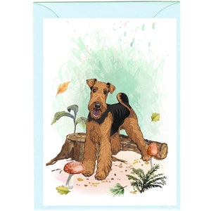 Personalised Airedale Terrier Dog Greetings Card /Notelet (6" x 4") with Envelope - Card can be left blank if preferred.