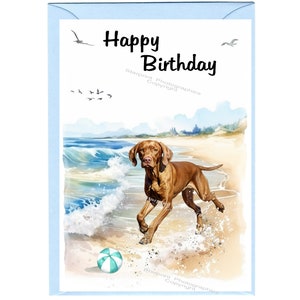 Ungarischer Vizsla Hund ""Happy Birthday"" Karte (15,5 x 10,5 cm) mit Umschlag - Leere Innenseite für Ihre eigene Nachricht." Perfekt für jeden Hundefreund