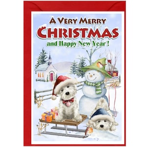 West Highland White Terrier / Westie Dog Christmas Card (6" x 4") Blank inside - with Envelope. Design No. 3. Perfect item for any Dog Lover