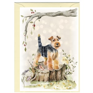 Gepersonaliseerde Welsh Terrier-hondwenskaart /Notelet (6" x 4") met envelop.  Kan desgewenst leeg worden gelaten