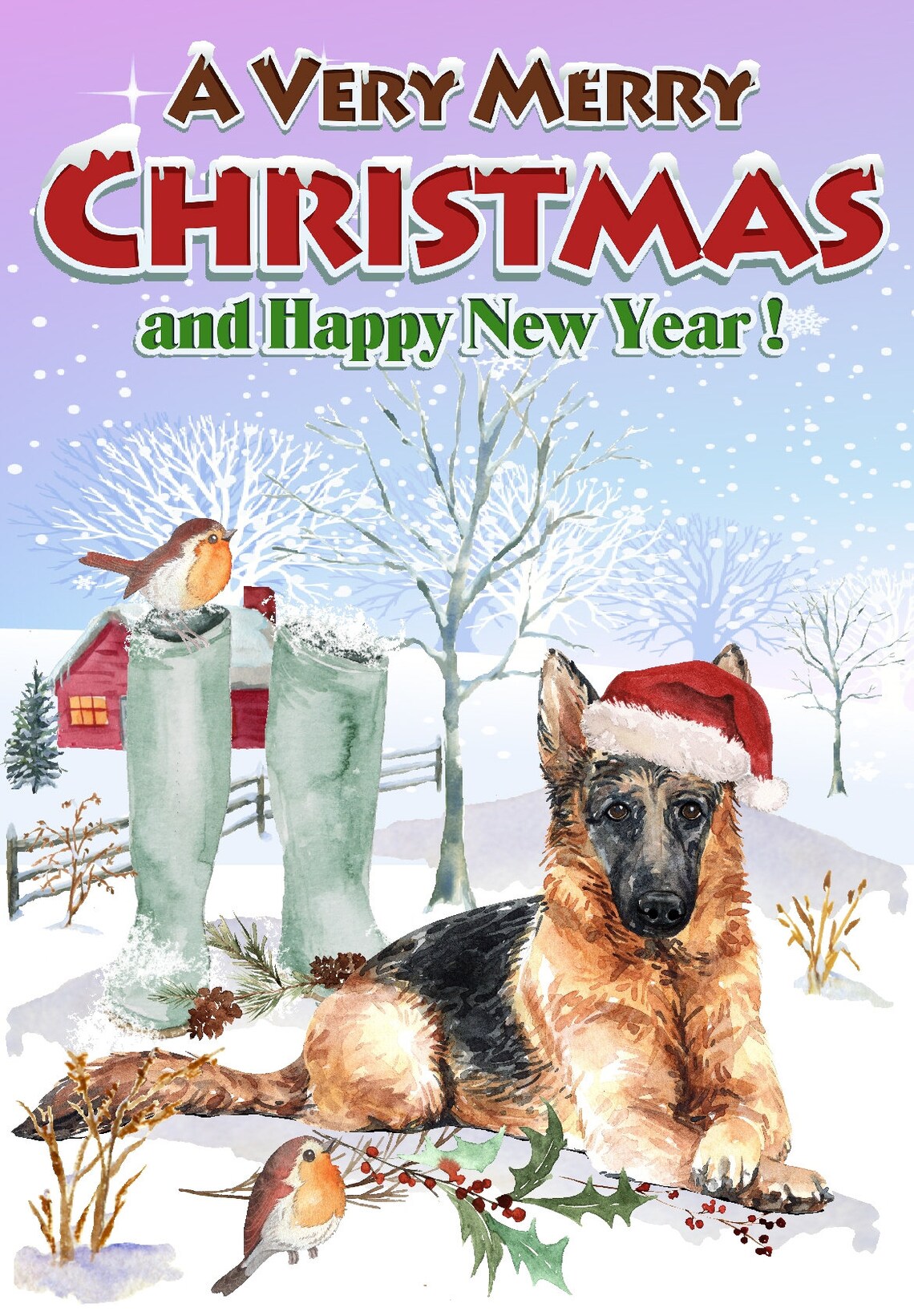 German Shepherd Christmas Cards 