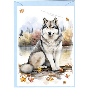 Carte de voeux/notelet personnalisés pour chien Malamute d'Alaska (6 x 4 po.) avec enveloppe - Idéal pour toutes les occasions. Peut être laissé vide si vous préférez