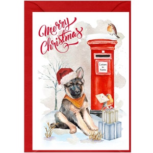Tarjeta de Navidad del perro pastor alemán (6" x 4") Interior en blanco - con sobre. Artículo perfecto para cualquier amante de los perros.