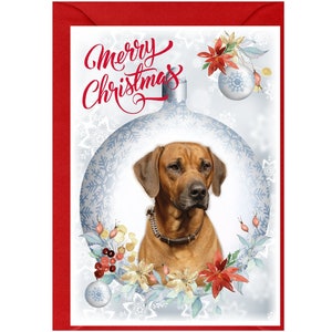 Rhodesian Ridgeback Hund Weihnachtskarte 15 x 10 cm Innen leer - mit Umschlag.  Perfekter Artikel für jeden Hundeliebhaber