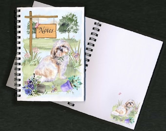 Shih Tzu Dog Notebook/Notepad "Landscape Gardener Design" with picture on each page - Great Gift for any Dog Lover
