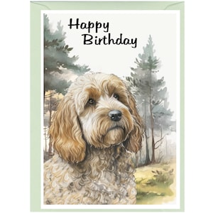 Cockapoo / Doodle Dog ""Happy Birthday"" Karte (6 "x 4"") mit Umschlag - Leere Innenseite für Ihre eigene Nachricht." Perfekt für jeden Hundefreund
