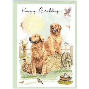 Golden Retriever Hund ""Happy Birthday"" Karte (15,5 x 10,5 cm) mit Umschlag - Leere Innenseite für Ihre eigene Nachricht." Perfekt für jeden Hundefreund