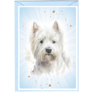 Tarjeta de felicitación o nota personalizada de West Highland White Westie Dog (6" x 4") con sobre. Para cualquier ocasión. Se puede dejar en blanco si se prefiere.