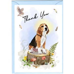 Tarjeta Beagle Dog "THANK YOU" (6" x 4") con sobre - Interior en blanco para su propio mensaje. Perfecto para cualquier amante de los perros.