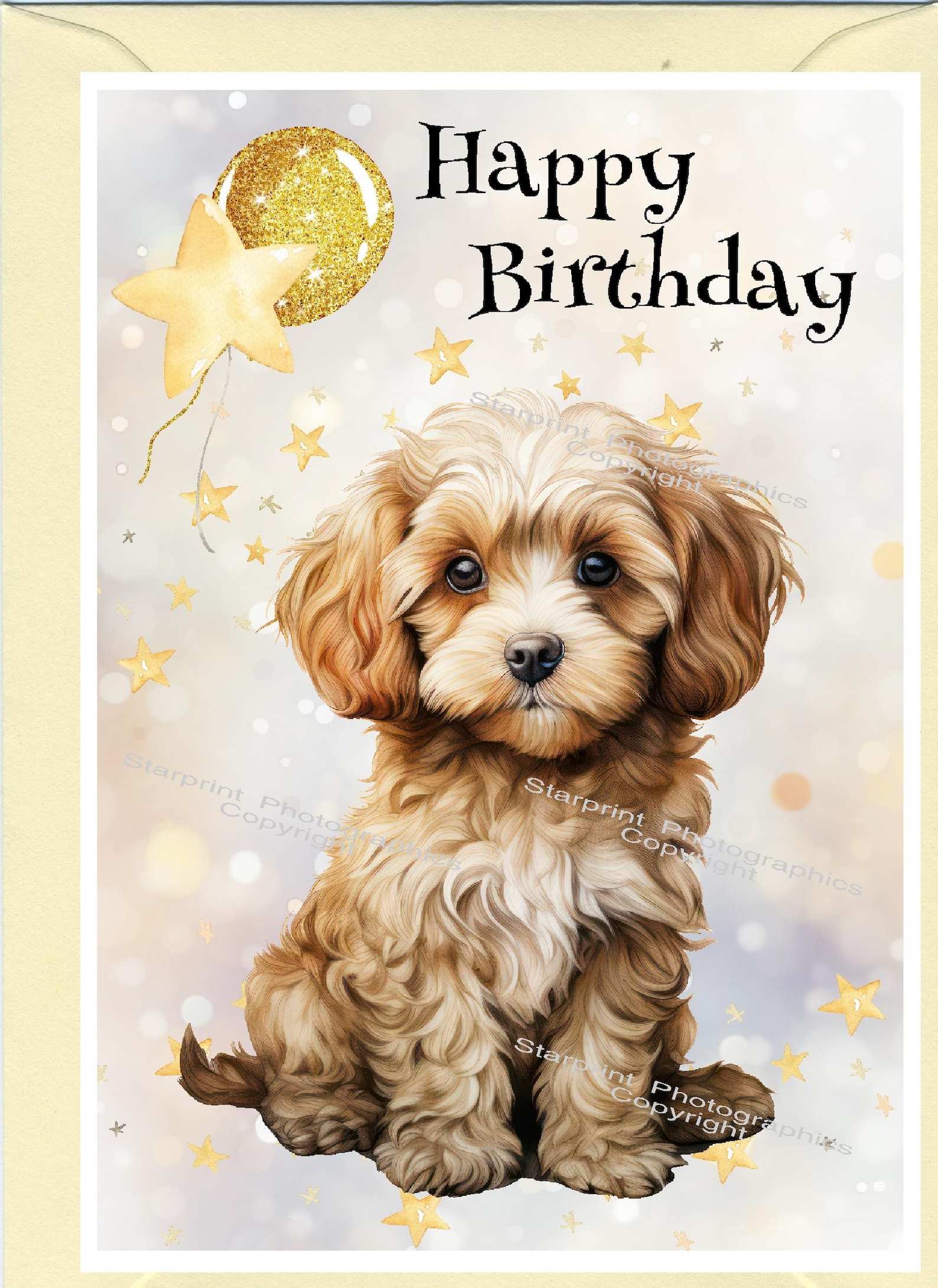Cavapoo / Doodle Dog "happy Birthday" Card (6" X 4") With Envelope ...