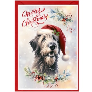 Tarjeta de Navidad del perro lobo irlandés (6" x 4") Interior en blanco - con sobre. Artículo perfecto para cualquier amante de los perros.