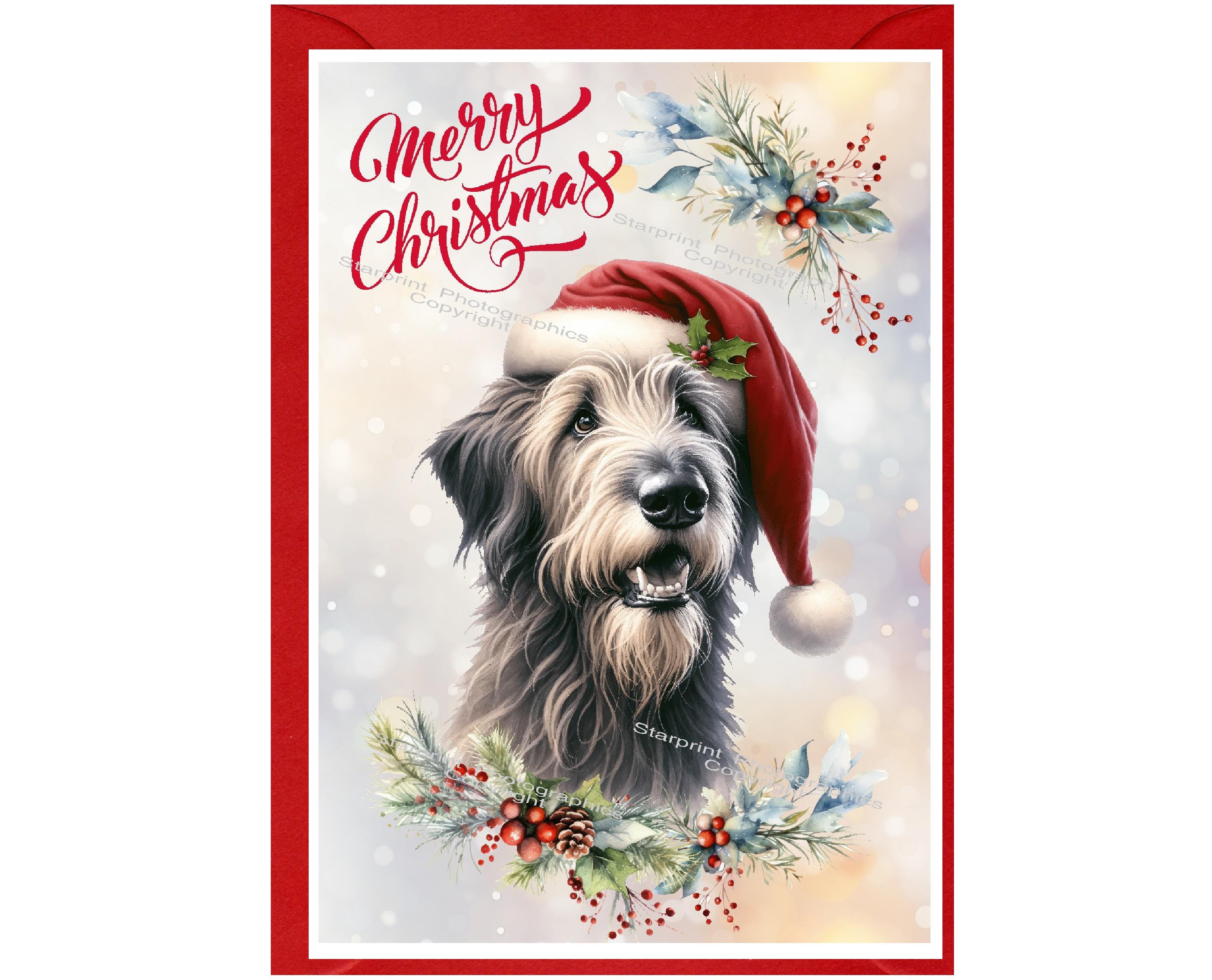 Irish Wolfhound Dog Christmas Card (6" X 4") Blank Inside - With ...