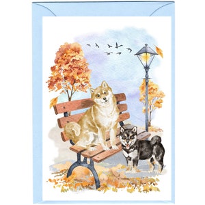 Gepersonaliseerde Shiba Inu-hondenwenskaart (6 x 4 inch) met envelop: ideaal voor elke gelegenheid.  Kan desgewenst leeg worden gelaten