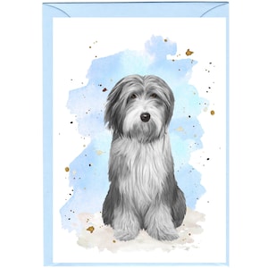 Gepersonaliseerde Bearded Collie Dog-wenskaart (6" x 4") met envelop - ideaal voor elke gelegenheid.  Kan desgewenst leeg worden gelaten