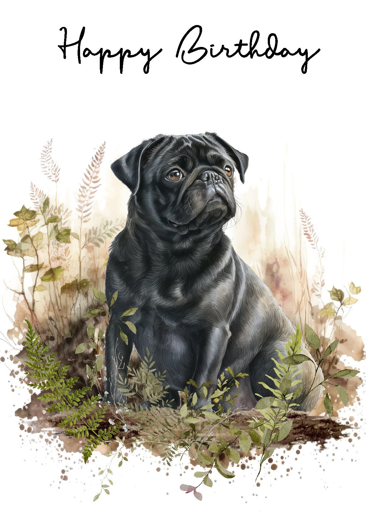 Pug (black) Dog \, image size:1170x1684